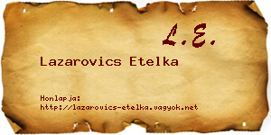 Lazarovics Etelka névjegykártya
